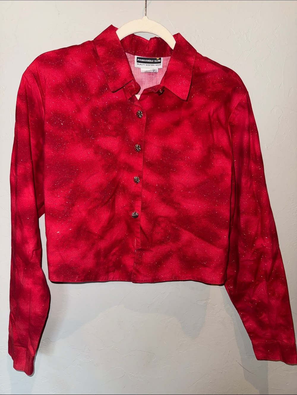 Vintage Cropped Panhandle Slim Women's Sparkling Button Long Sleeve Shirt